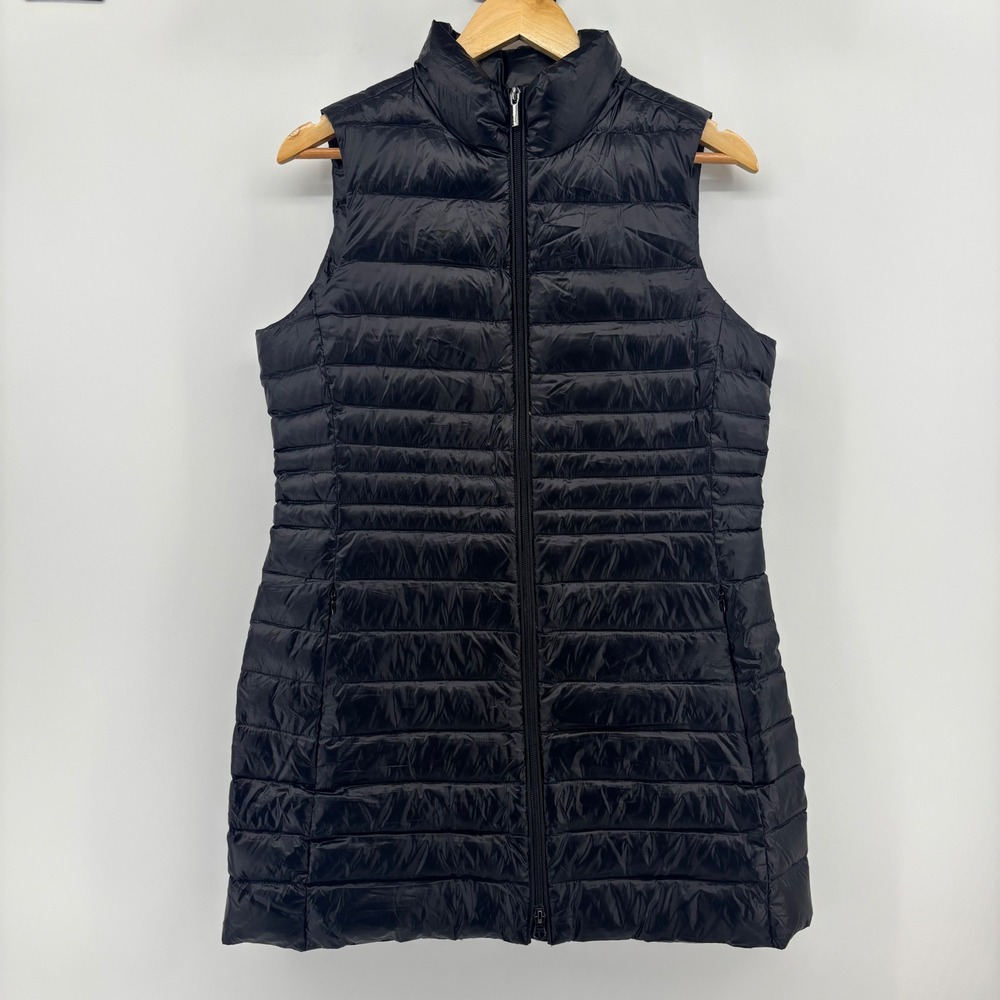 Lands' End Wanderweight Vest Womens S 6-8 Black Down Puffer Quilted Full Zip